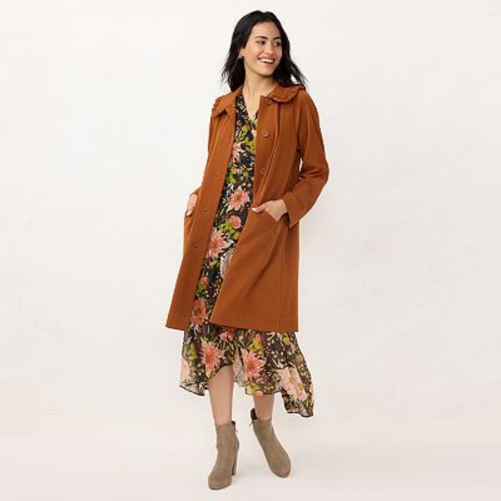 LC Lauren Conrad Burnt Orange Twill Trench Coat XXL